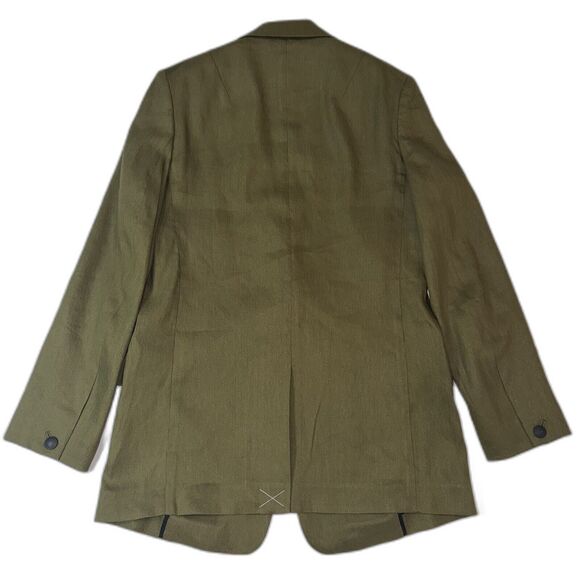 Rag & Bone Olive Army Green  Linen Blend Blazer Classic Women Size 4 - Picture 7 of 13